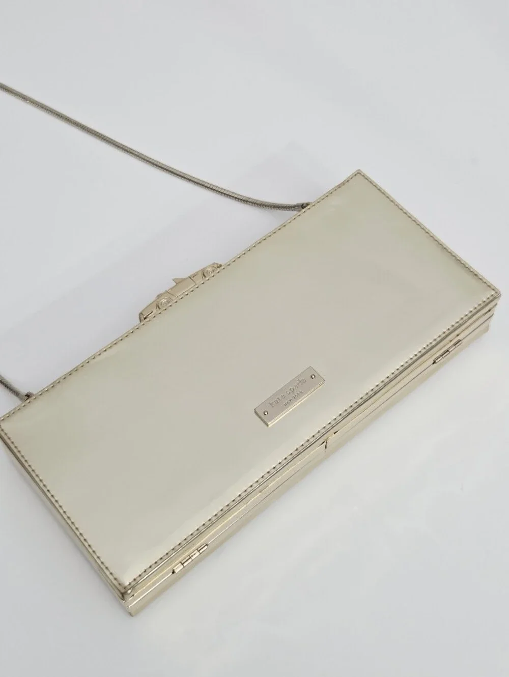 KATE SPADE WEDDING BELLES MR AND MRS LICENSE PLATE CLUTCH CROSSBODY CHAIN BAG